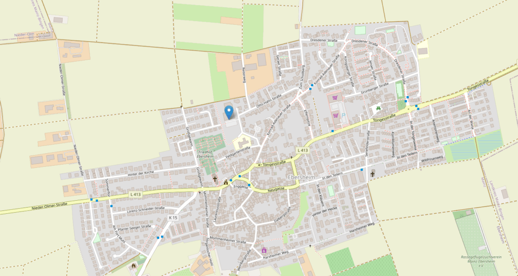 Karte mit dem Veranstaltungsort in der Töngeshalle in Ebersheim.