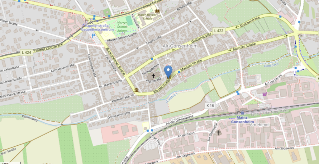 Karte mit Marker auf dem Gonsenheimer Rathaus